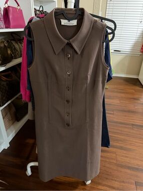 Givenchy Brown Sleeveless Button-Front Shift Dress